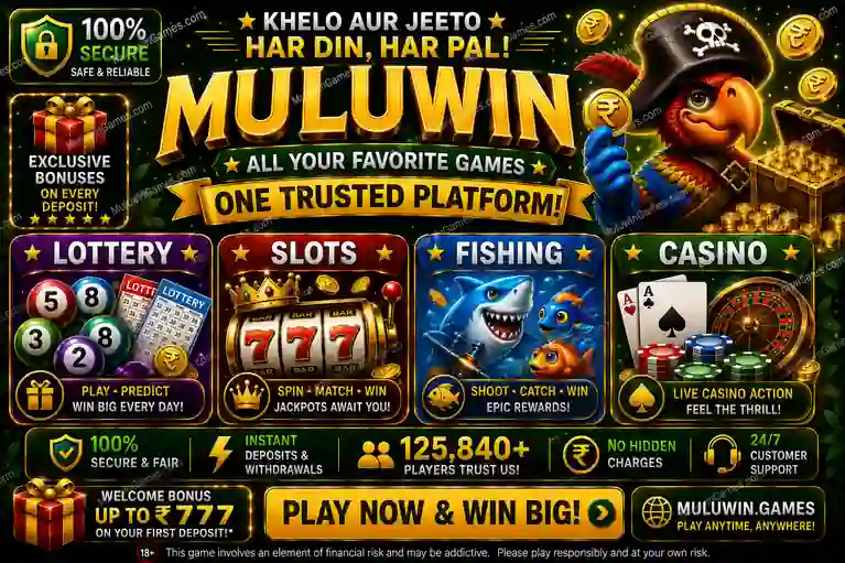 Muluwin all games banner featuring lottery, slots, fishing and casino